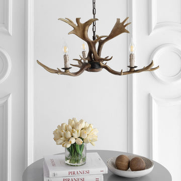 Eldora 27" Adjustable Resin Antler LED Chandelier - JONATHAN Y